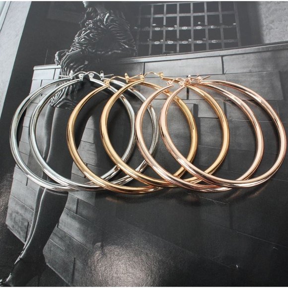 50mm Rosegold hoop earrings - Picture 5 of 7